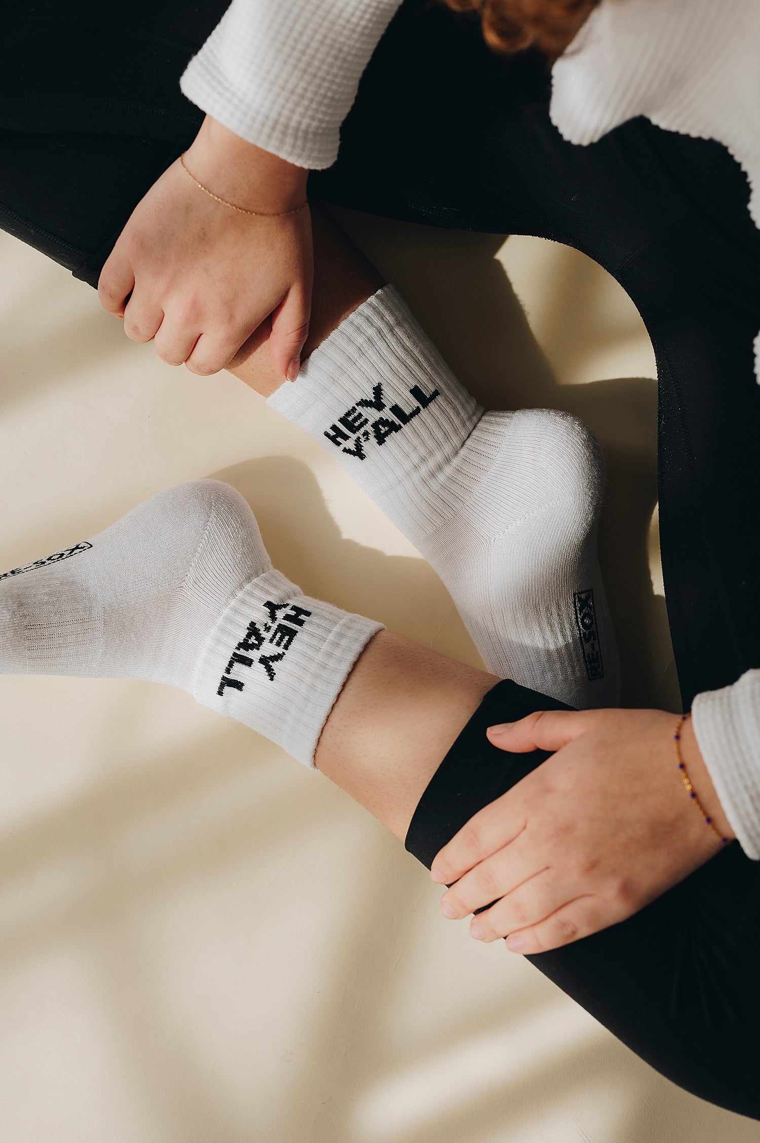 Best-selling crew socks with fun, motivational slogans designed for individuality and comfort.